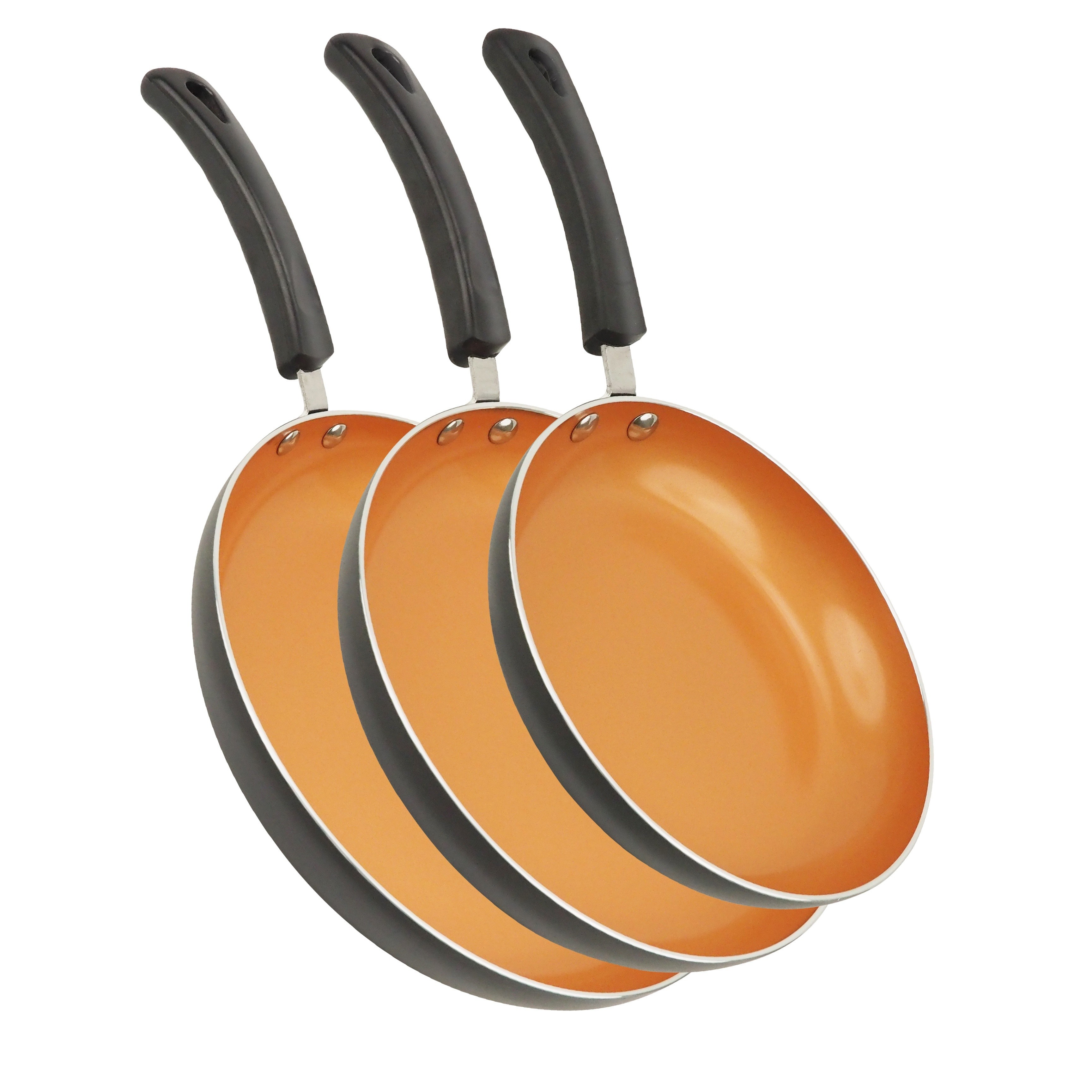 KPXSIAION Nonstick Frying Pan Set (3pcs)  Golden Ceramic Coating Induction Skillet Set for Eggs, Omelettes & Everyday Cooking