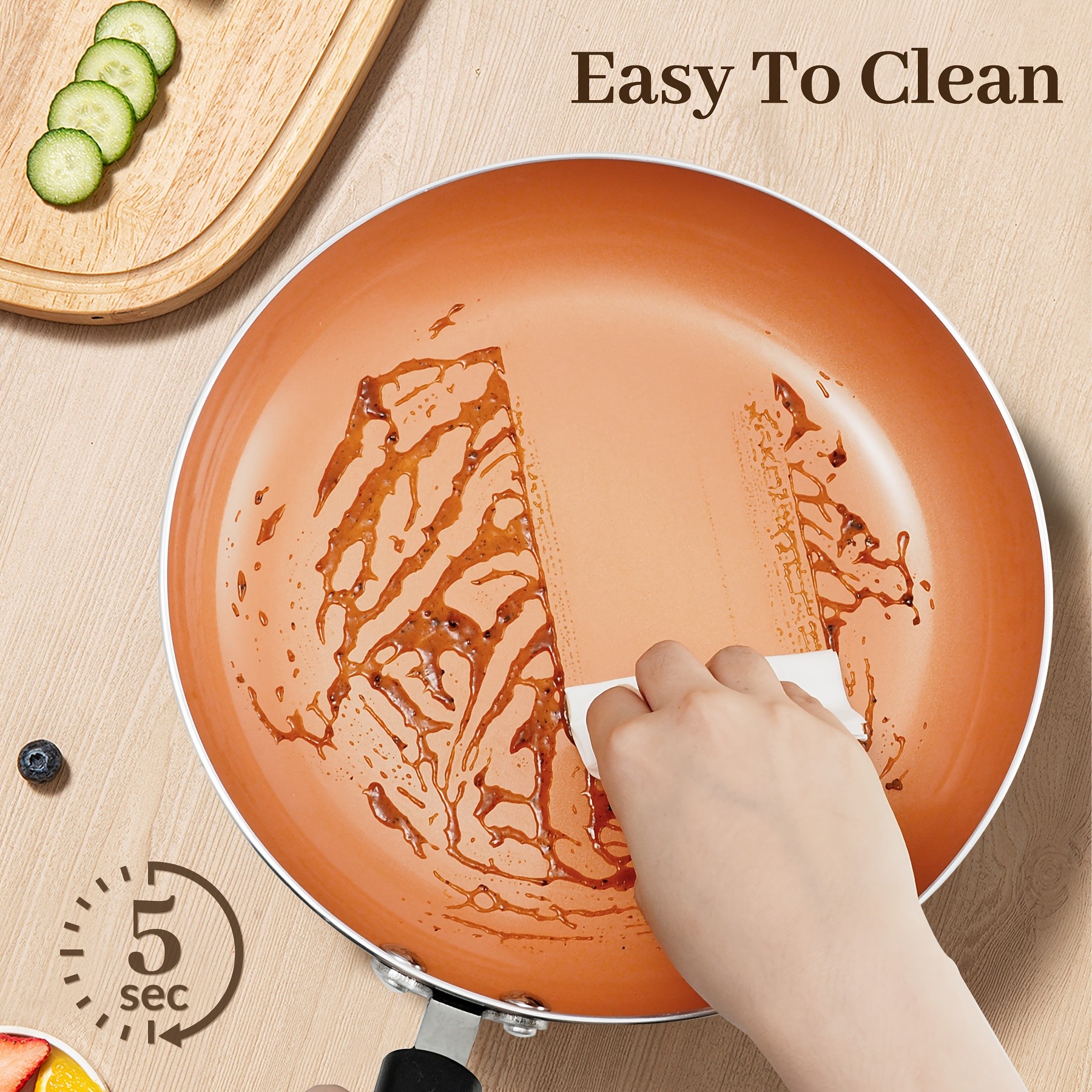 KPXSIAION Nonstick Frying Pan Set (3pcs) Golden Ceramic Coating Induction Skillet Set for Eggs, Omelettes & Everyday Cooking
