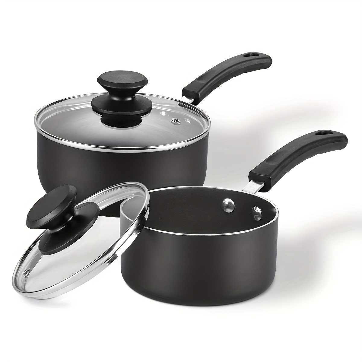 KPXSIAION Nonstick Sauce Pan Set (1QT + 2QT)  Induction-Compatible Aluminum Pots with Lids for Everyday Home Cooking