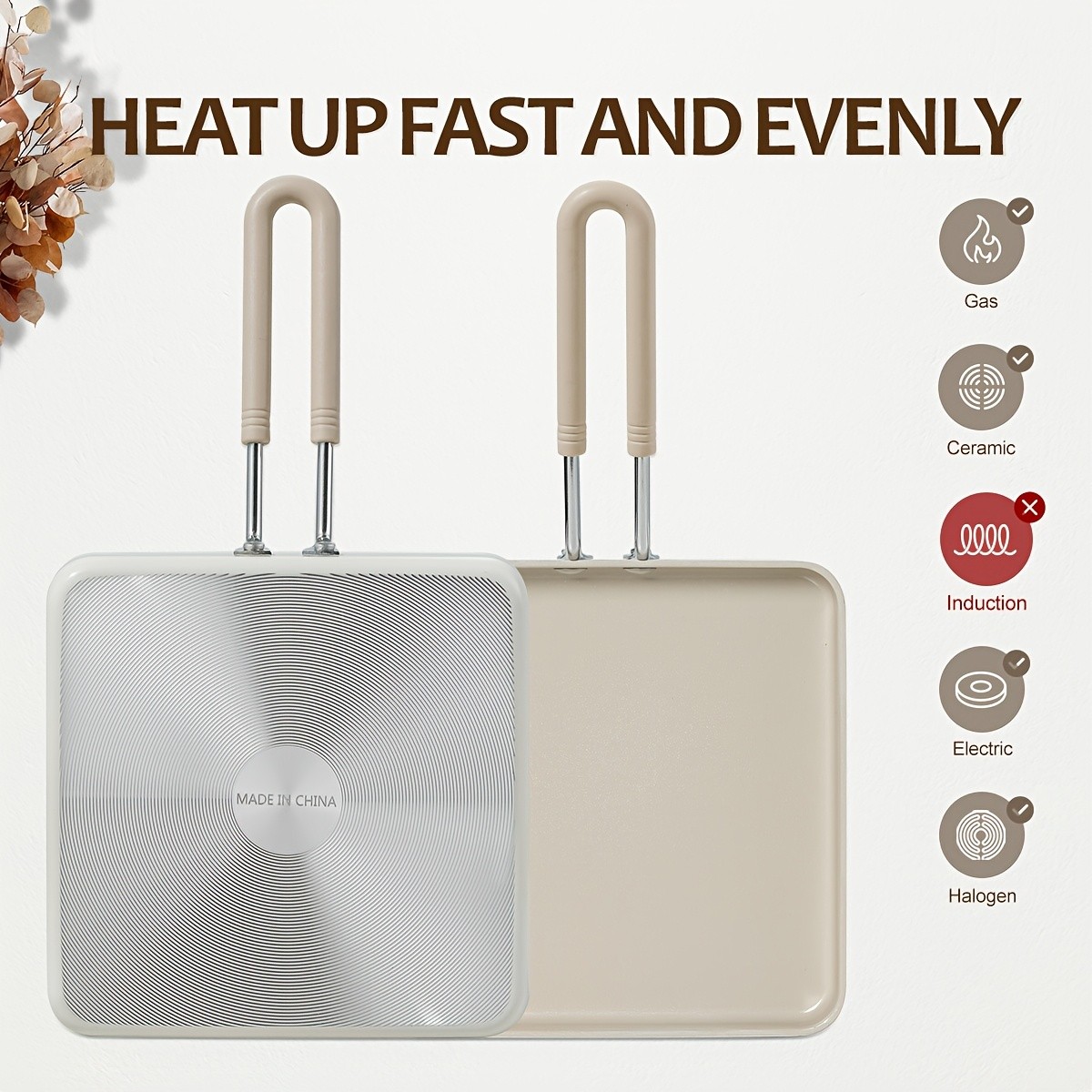 KPXSIAION Mini 6-Inch Square Griddle Pan PFAS/PFOA-Free Nonstick Pan for Pancakes, Searing & Baking
