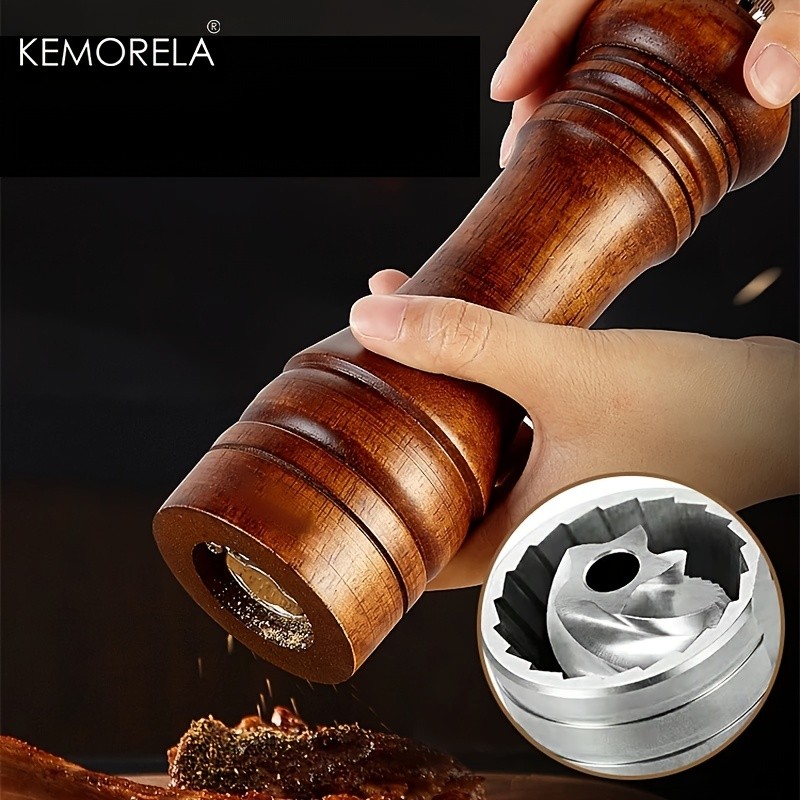 KEMORELA Wooden Pepper Grinder Handheld Manual Spice Mill with Classic Natural Design