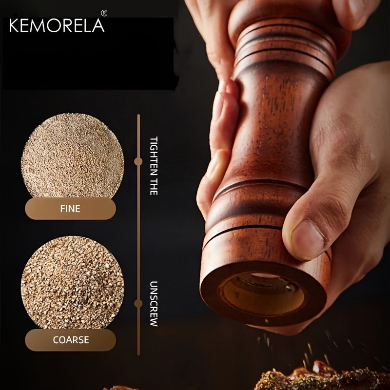 KEMORELA Wooden Pepper Grinder Handheld Manual Spice Mill with Classic Natural Design