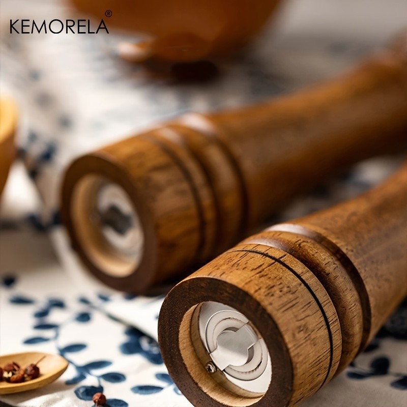 KEMORELA Wooden Pepper Grinder Handheld Manual Spice Mill with Classic Natural Design