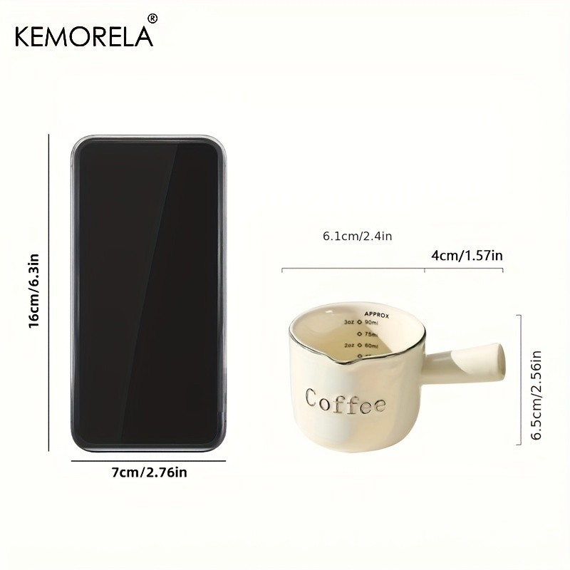 KEMORELA Ceramic Coffee Measuring Cup  Espresso Extraction Ounce Cup for Milk, Honey, Sauces & Mini Kitchen Tasks