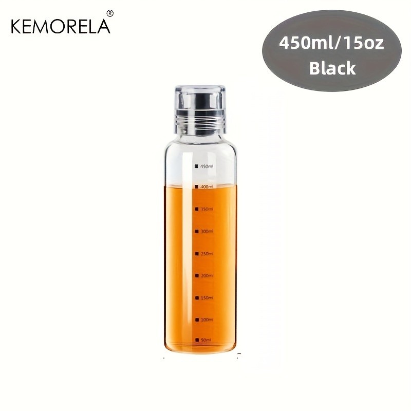 KEMORELA Graduated Glass Oil Dispenser Bottle PVC-Free Measurement Bottle for Cooking Oil, Soy Sauce, Honey & More