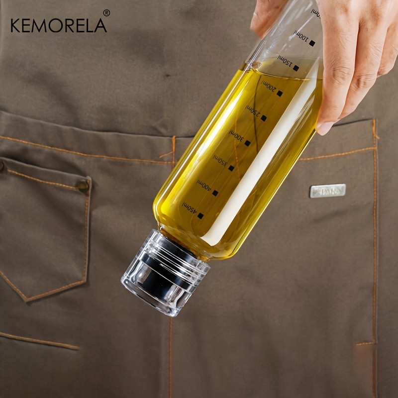 KEMORELA Graduated Glass Oil Dispenser Bottle PVC-Free Measurement Bottle for Cooking Oil, Soy Sauce, Honey & More