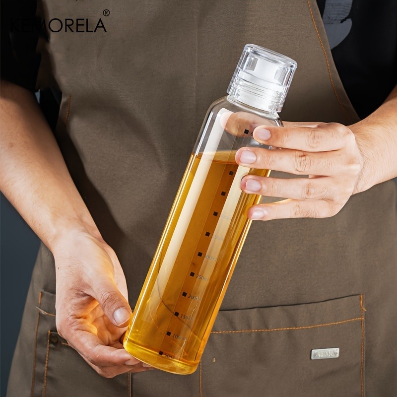 KEMORELA Graduated Glass Oil Dispenser Bottle PVC-Free Measurement Bottle for Cooking Oil, Soy Sauce, Honey & More