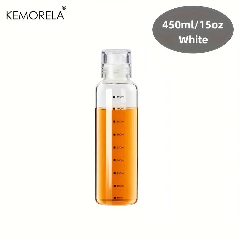 KEMORELA Graduated Glass Oil Dispenser Bottle PVC-Free Measurement Bottle for Cooking Oil, Soy Sauce, Honey & More