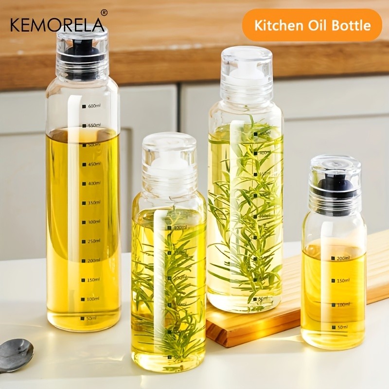 KEMORELA Graduated Glass Oil Dispenser Bottle PVC-Free Measurement Bottle for Cooking Oil, Soy Sauce, Honey & More