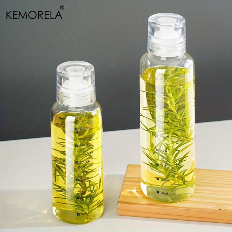 KEMORELA Graduated Glass Oil Dispenser Bottle PVC-Free Measurement Bottle for Cooking Oil, Soy Sauce, Honey & More