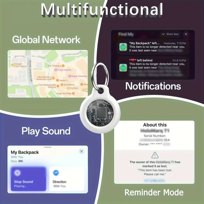 HUTHUR Air Tag Tracker Holder Pack (1/2/3/4 Pack) Silicone Case + Keyring for Apple Find My