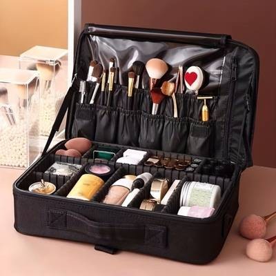 YIMUWN Premium Makeup Organizer Storage Box White Travel Cosmetic Case with Detachable Dividers