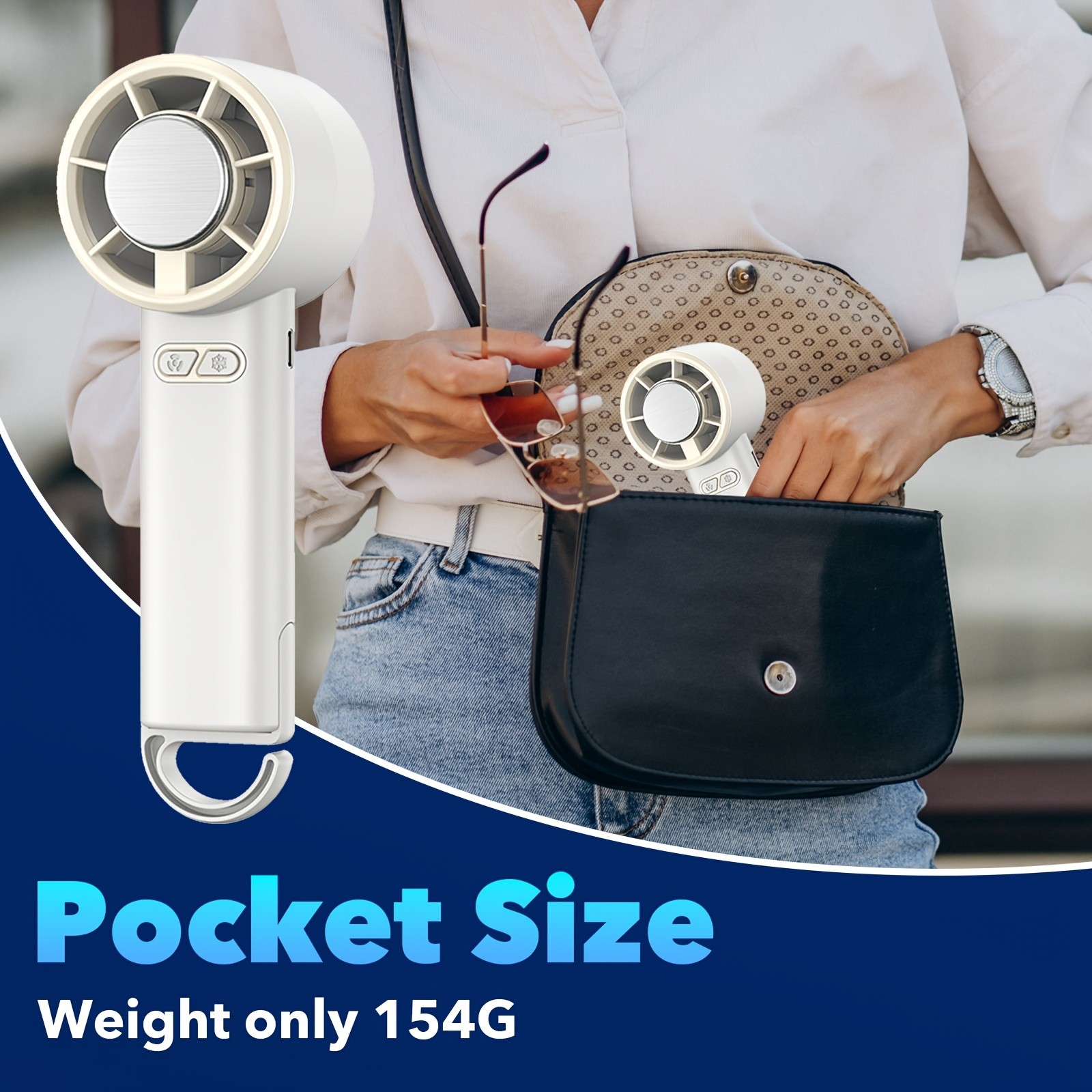 iWhale Portable Handheld Cooling Fan with Ice-Cooling Pad Powerful Cooling Relief Anywhere You Go