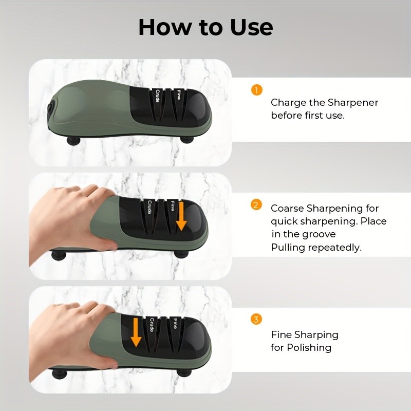 iWhale Multi-Functional Portable Electric Kitchen Sharpener  Dual-Mode Coarse/Fine Precision in a Compact USB-C Design