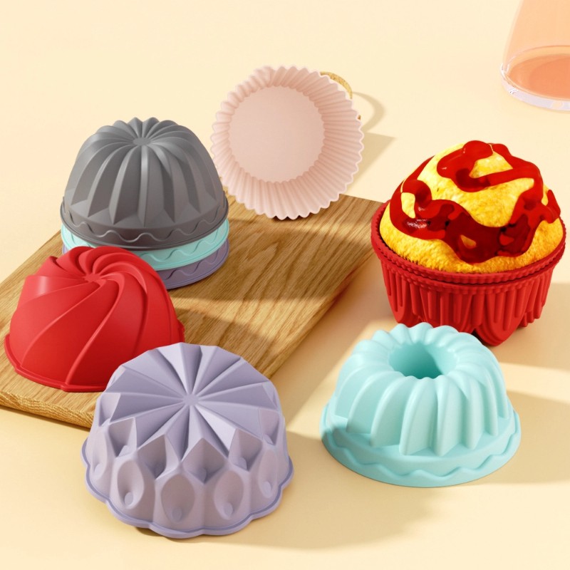 iWhale 5pcs Mini Silicone Muffin & Cupcake Molds Non-Stick, Easy-Release Baking Cups for Perfect Holiday Desserts