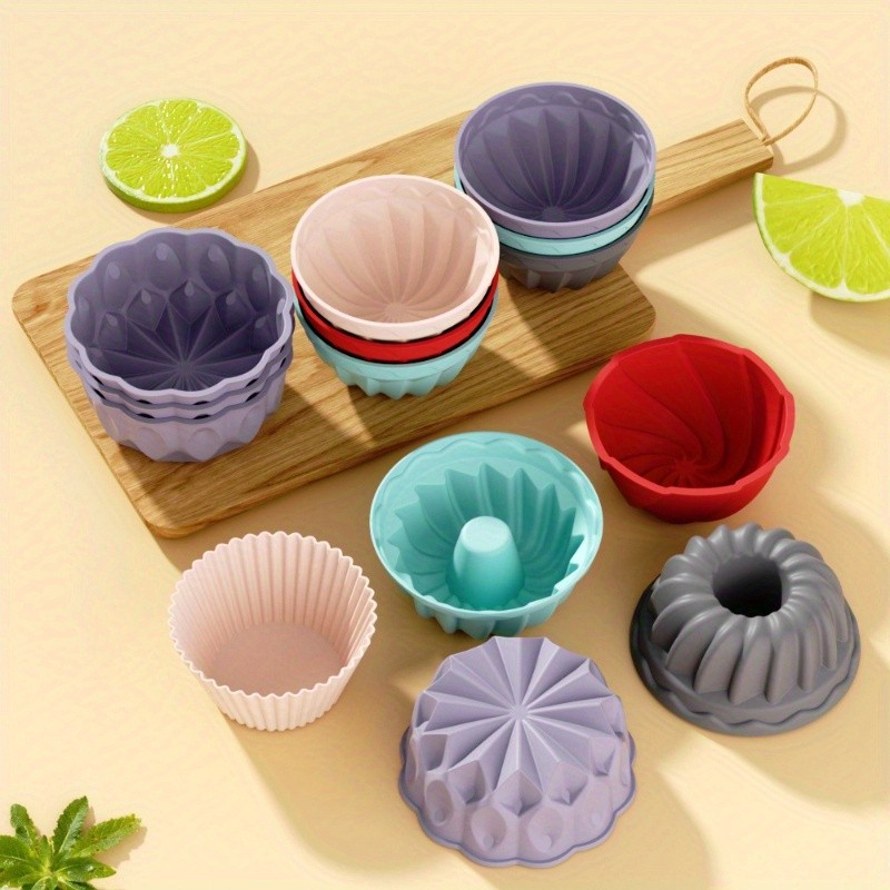 iWhale 5pcs Mini Silicone Muffin & Cupcake Molds Non-Stick, Easy-Release Baking Cups for Perfect Holiday Desserts