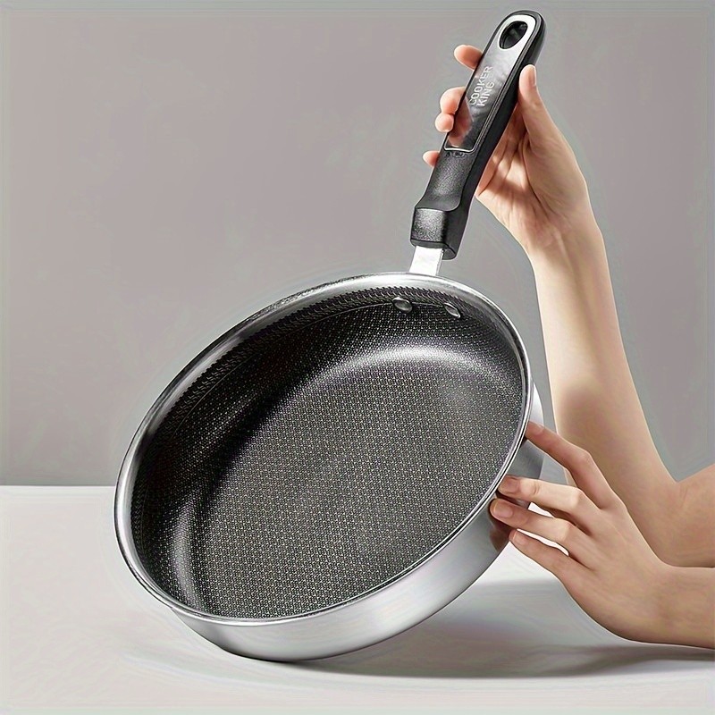 COOKER KING 10-inch Non-Stick Stainless Steel Frying Pan Honeycomb Coating, Stand-Up Lid & Anti-Scald Handle for All NZ Cooktops