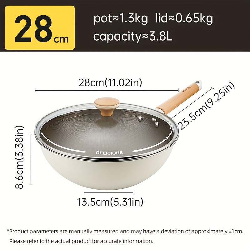 COOKER KING Non-Stick Titanium Coated Wok Pan with Lid Healthy, PTFE/PFOA-Free Multi-Layer Wok for All NZ Cooktops
