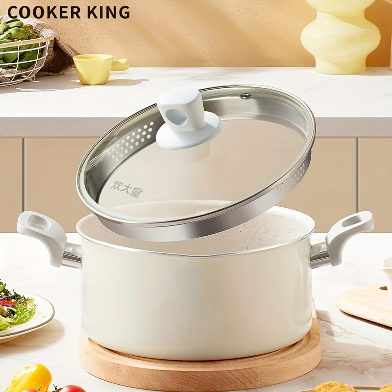 COOKER KING 3.8L Everyday Nonstick Stock Pot with Glass Lid PFOA-Free Family Cooker for All NZ Cooktops