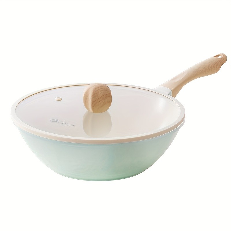 COOKER KING 28cm Titanium-Ceramic Wok with Lid  PFOA/PTFE-Free Stir-Fry Pan with Cool-Touch Handles for All NZ Cooktops