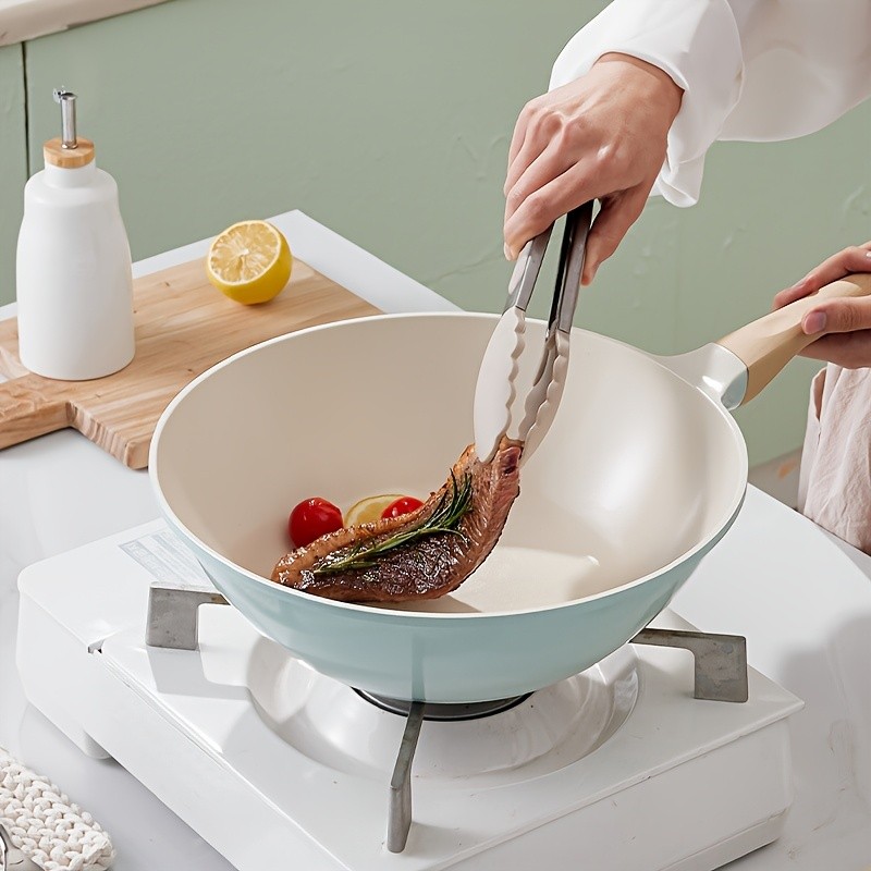 COOKER KING 28cm Titanium-Ceramic Wok with Lid PFOA/PTFE-Free Stir-Fry Pan with Cool-Touch Handles for All NZ Cooktops