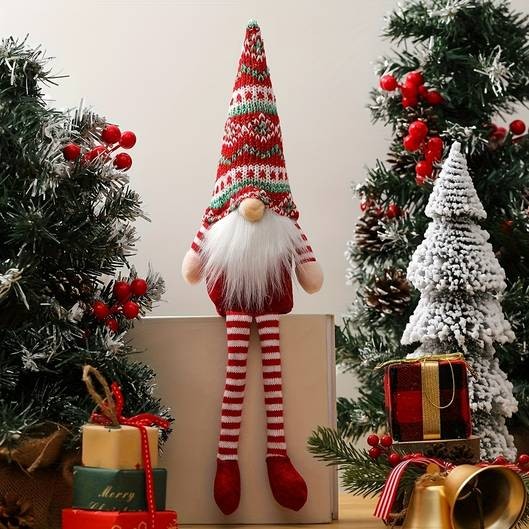 Nordic Rustic Christmas Gnome Doll Ornament  Classic Holiday Charm for Every Space