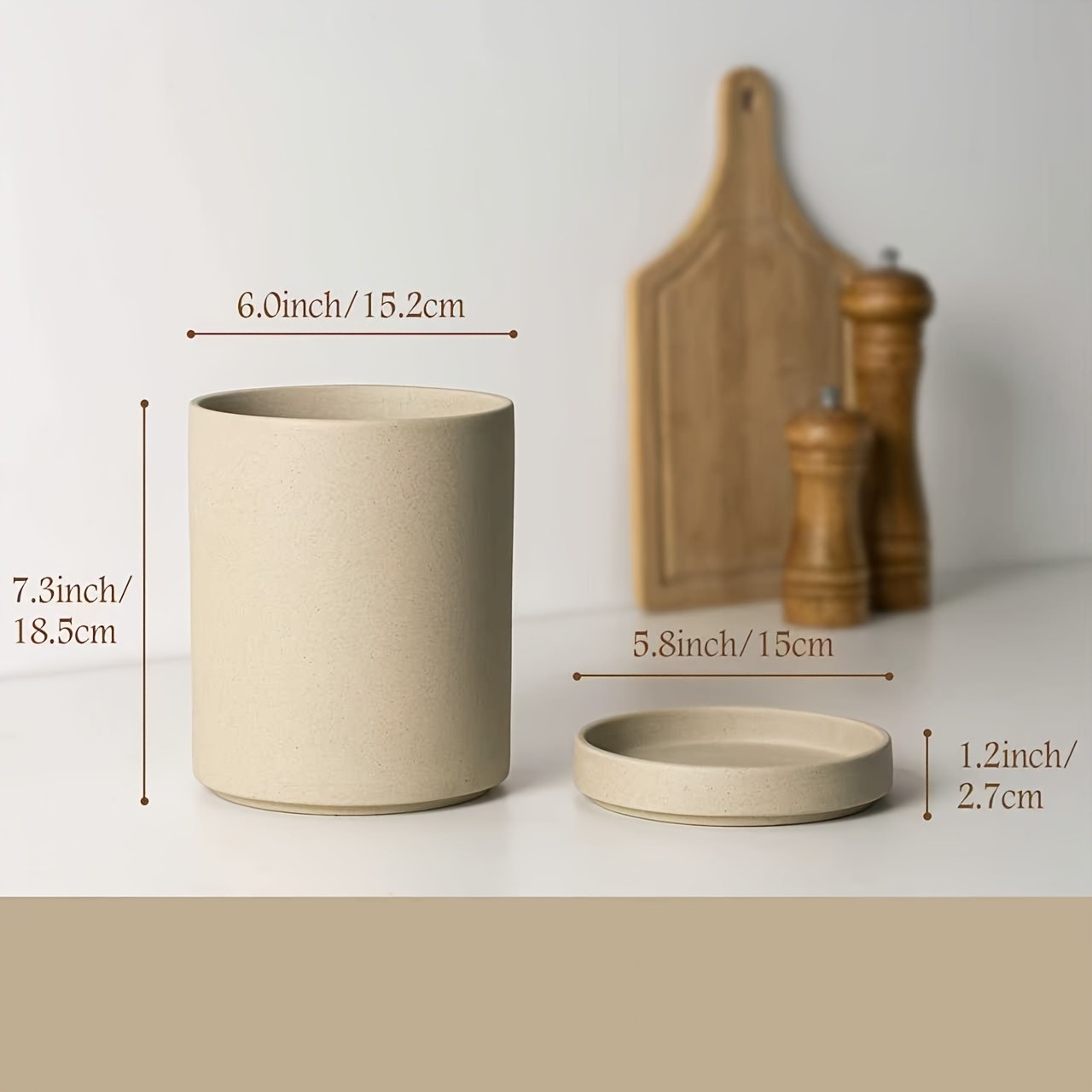 CEEFU Ceramic Kitchen Utensil Holder Durable Countertop Crock for Spatulas, Spoons, Whisks & Everyday Cooking Tools