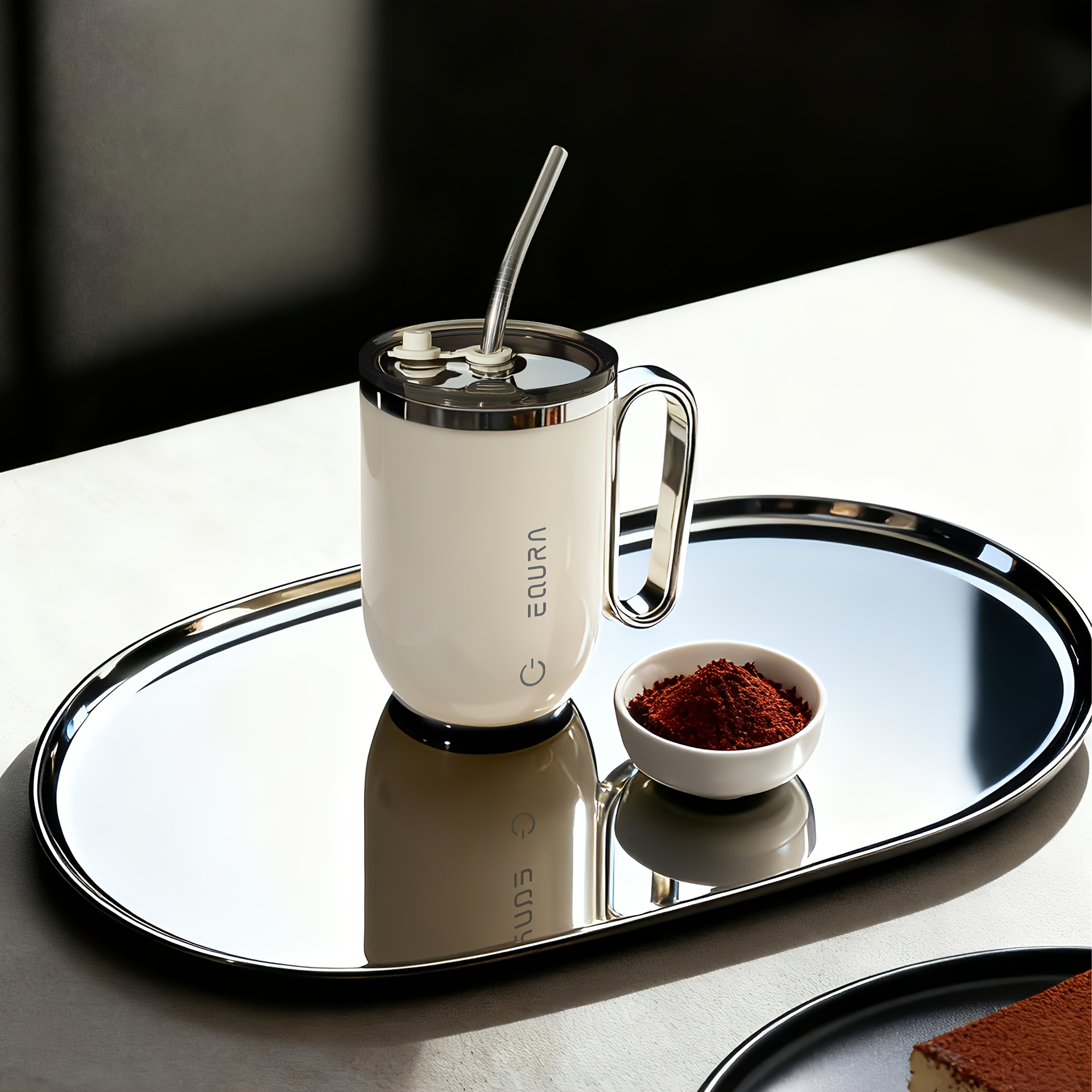 eQUra Smart Stainless Steel Automatic Mixing Cup Portable Self-Stirring Mug for Coffee, Milk & Chocolate (Holiday Gift Ready)