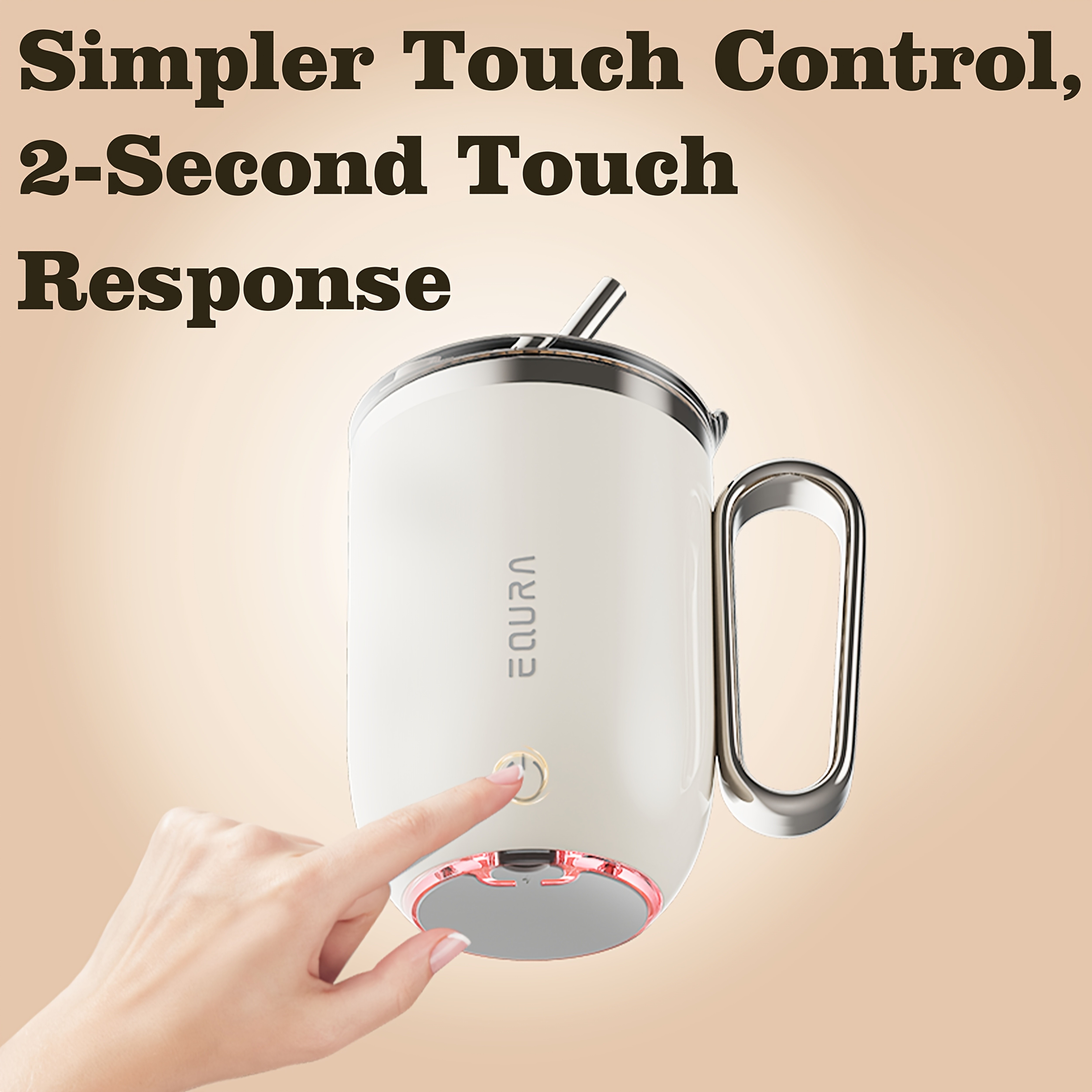 eQUra Smart Stainless Steel Automatic Mixing Cup Portable Self-Stirring Mug for Coffee, Milk & Chocolate (Holiday Gift Ready)