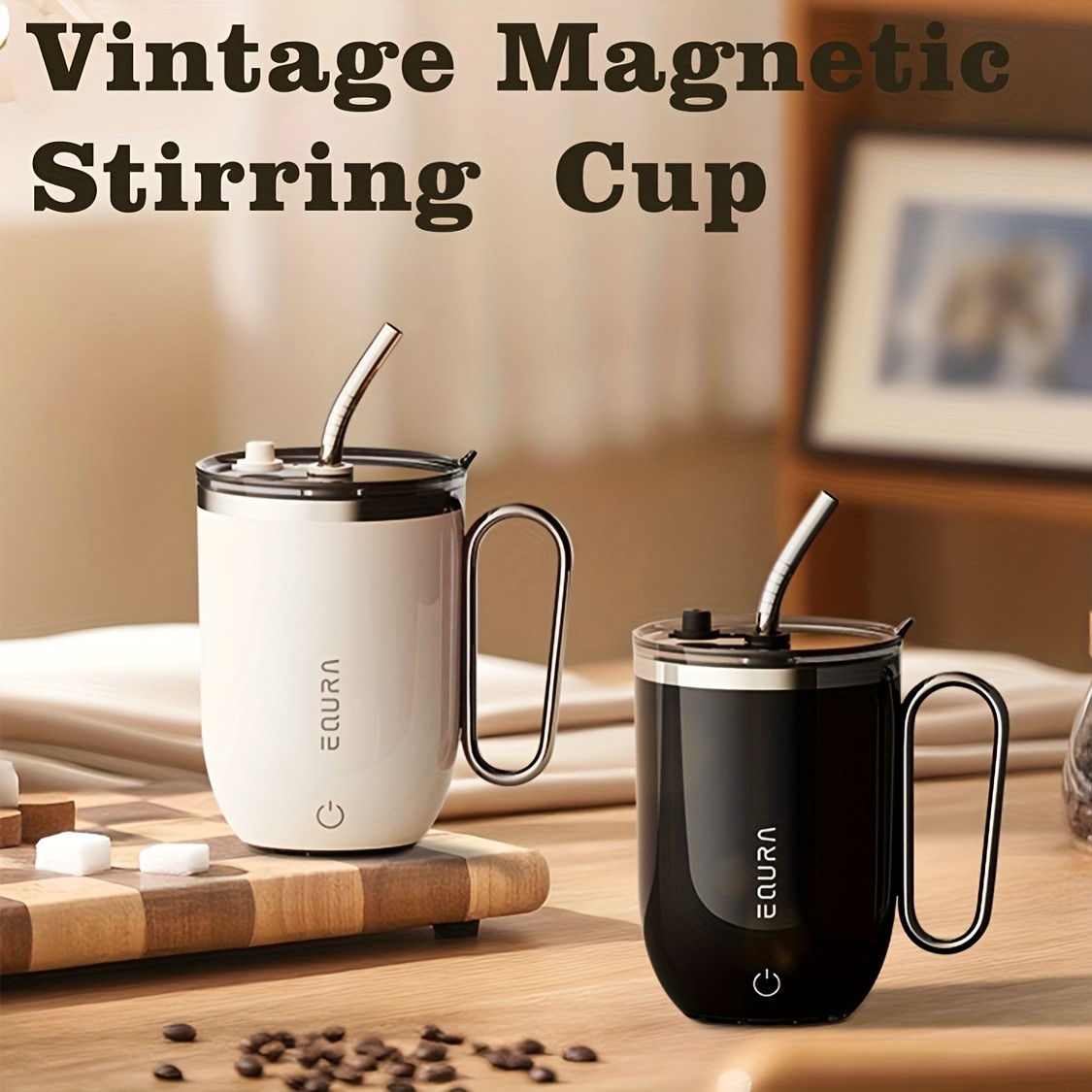 eQUra Smart Stainless Steel Automatic Mixing Cup Portable Self-Stirring Mug for Coffee, Milk & Chocolate (Holiday Gift Ready)