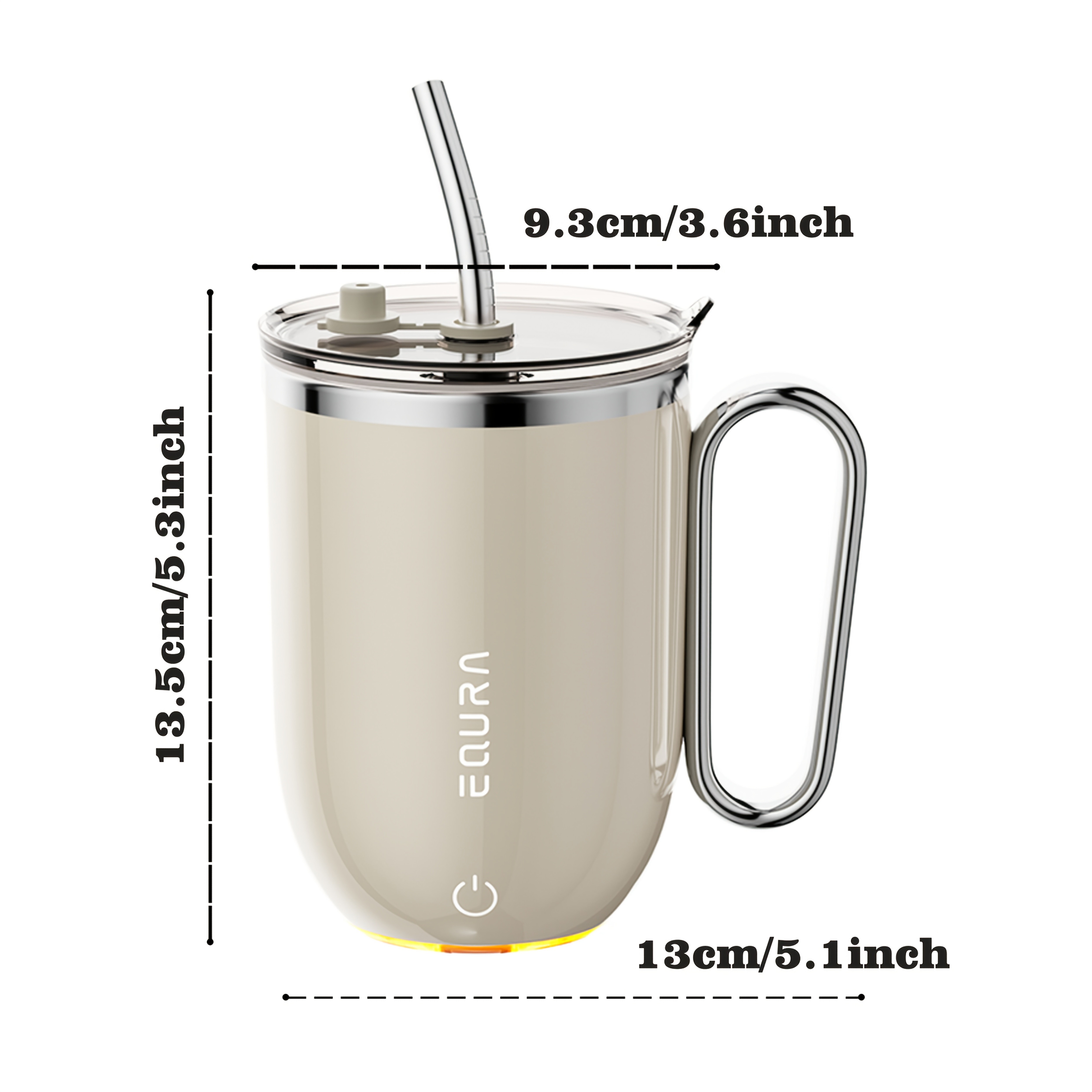 eQUra Smart Stainless Steel Automatic Mixing Cup  Portable Self-Stirring Mug for Coffee, Milk & Chocolate (Holiday Gift Ready)
