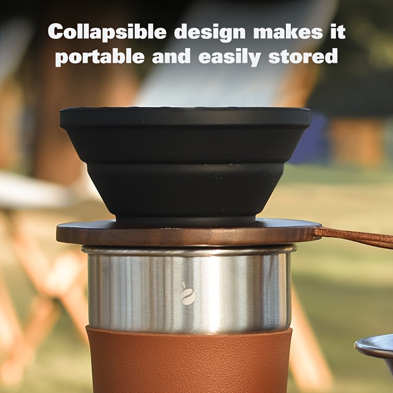 KT THERMO Collapsible Silicone Pour-Over Coffee Dripper Foldable V60 Filter Cup for Camping, Hiking & Outdoor Brewing