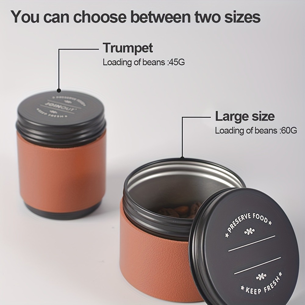 KT THERMO Portable Coffee Bean Storage Jar Aluminium Alloy & PU Leather Mini Canister for Coffee, Tea & Flower Tea