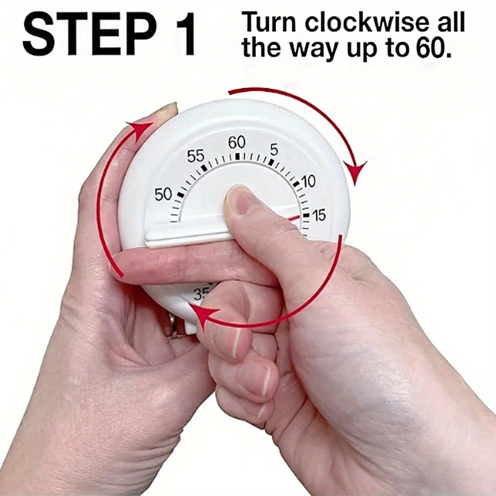 KT THERMO Mechanical Rotary Kitchen Timer No-Electricity Plastic Countdown Tool for Cooking, Study & Home Use