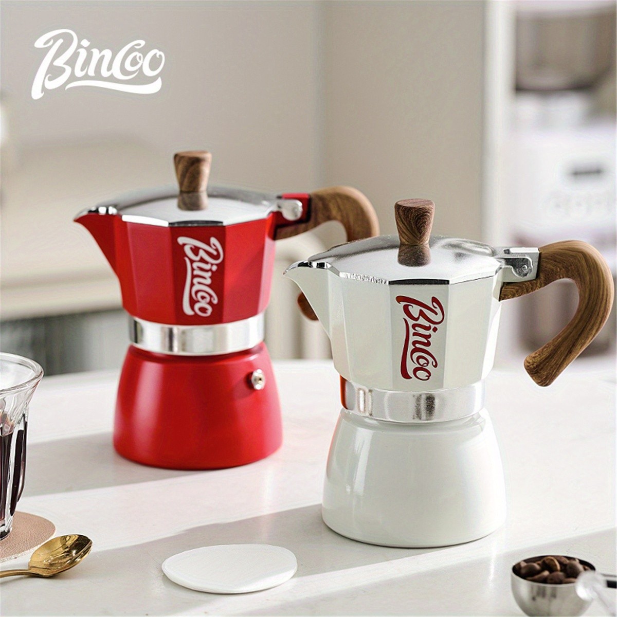 Bincoo Italian Moka Pot  Classic Stovetop Espresso Brewer for Rich Outdoor & Pour-Over Coffee Extraction