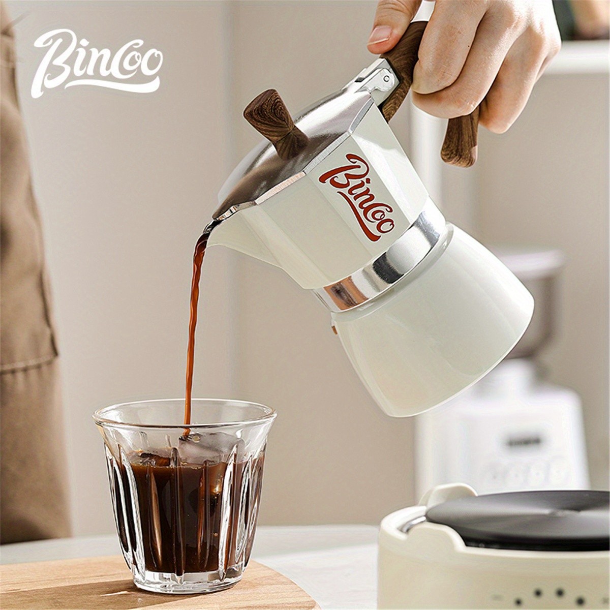 Bincoo Italian Moka Pot Classic Stovetop Espresso Brewer for Rich Outdoor & Pour-Over Coffee Extraction