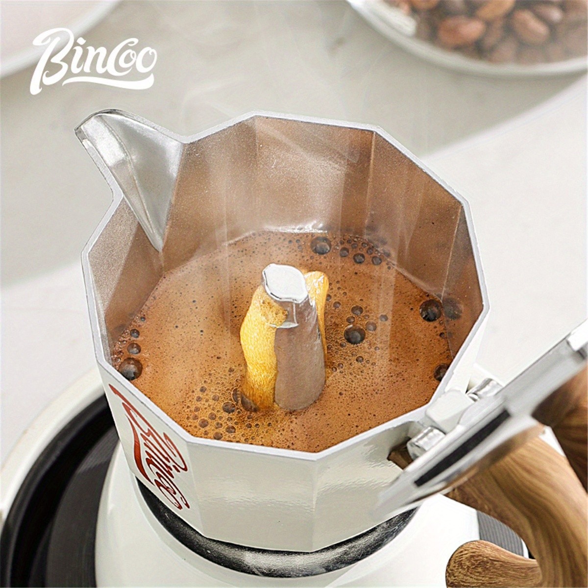 Bincoo Italian Moka Pot Classic Stovetop Espresso Brewer for Rich Outdoor & Pour-Over Coffee Extraction