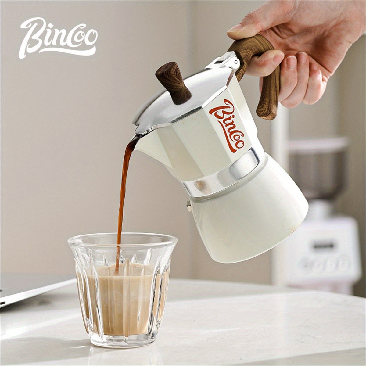 Bincoo Italian Moka Pot Classic Stovetop Espresso Brewer for Rich Outdoor & Pour-Over Coffee Extraction