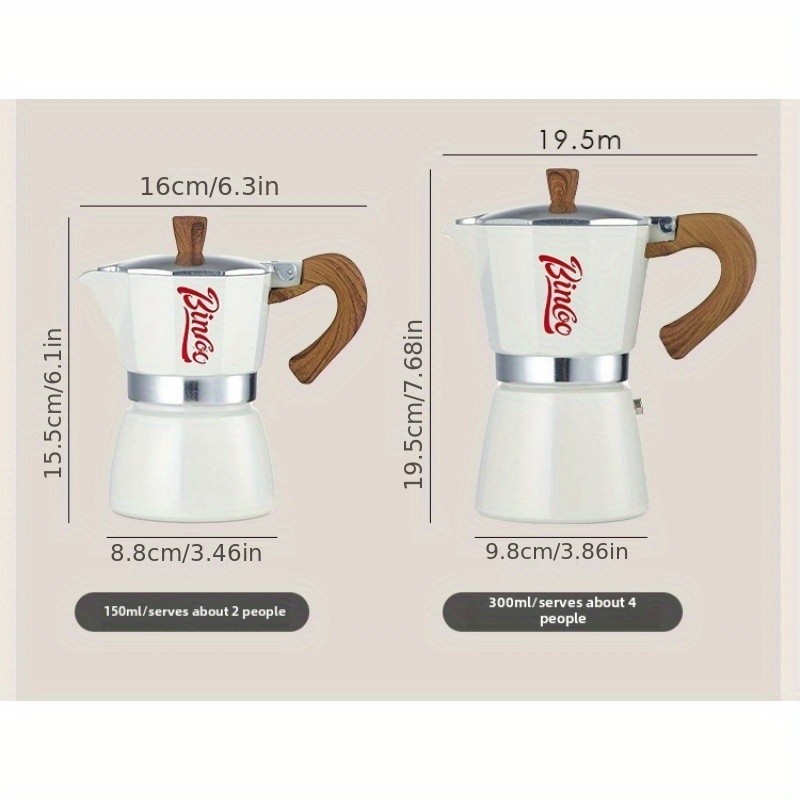 Bincoo Italian Moka Pot Classic Stovetop Espresso Brewer for Rich Outdoor & Pour-Over Coffee Extraction