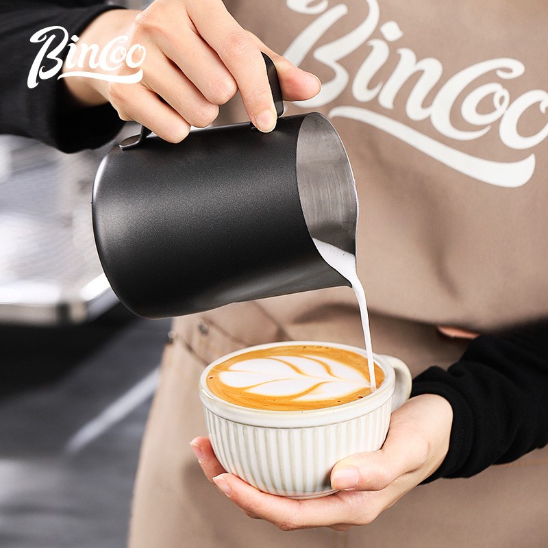 Bincoo Stainless Steel Coffee Frothing Pitcher Professional Pointed Steam Jug for Milk Frothing, Pouring & Latte Art