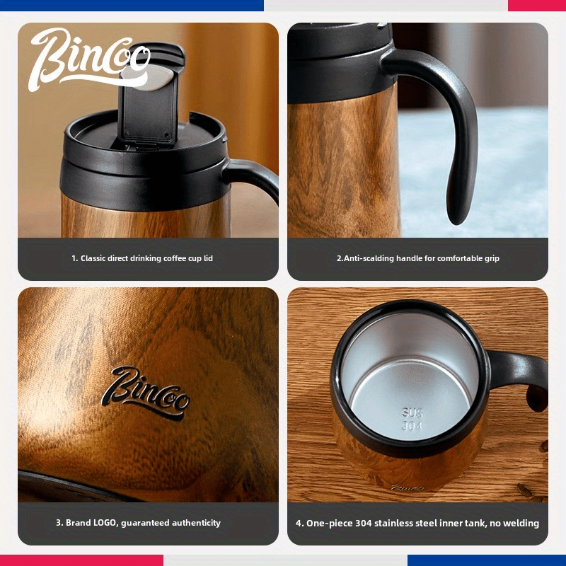 Bincoo 304 Stainless Steel Insulated Coffee Mug Double-Wall Thermal Cup with Handle for Home, Office & Iced American-Style Drinks