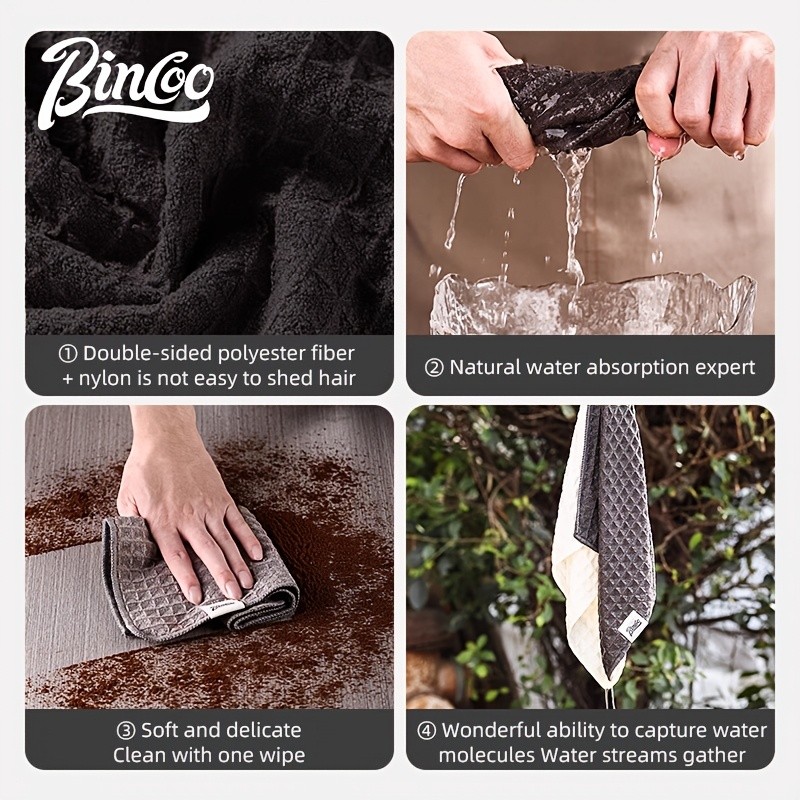 Bincoo Barista Coffee Machine Cleaning Towel Absorbent Square Rag for Milk Spills, Steam Wands & Caf Workstations