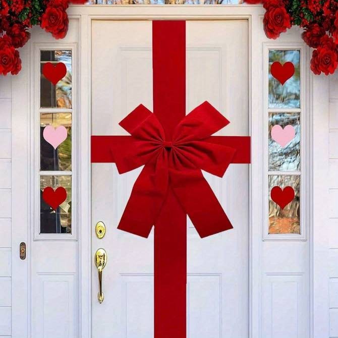 Large Elegant Red Christmas Bow Classic 3D Holiday Ribbon Dcor