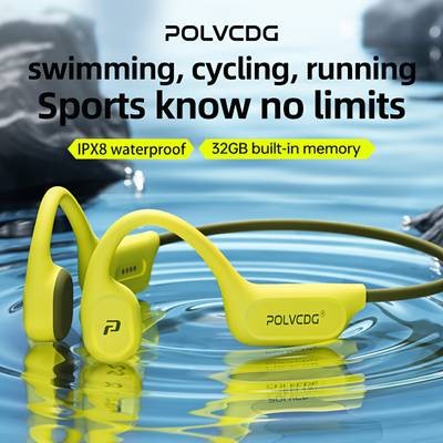 POLVCDG 2025 Upgraded X9 Wireless Bone Conduction Headphones 32GB Memory & IPX8 Waterproof