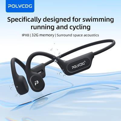 POLVCDG 2025 Upgraded X9 Wireless Bone Conduction Headphones 32GB Memory & IPX8 Waterproof