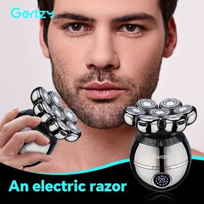 GERTZY 5-in-1 Grooming Kit for Bald Men Electric Head Shaver with Rotary Blades & Accessories