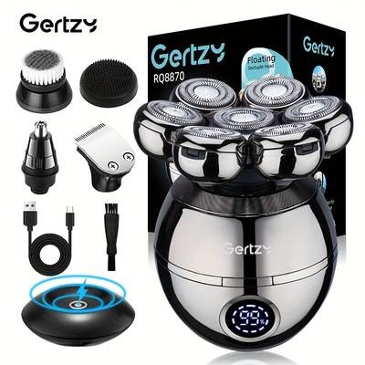 GERTZY 5-in-1 Grooming Kit for Bald Men Electric Head Shaver with Rotary Blades & Accessories