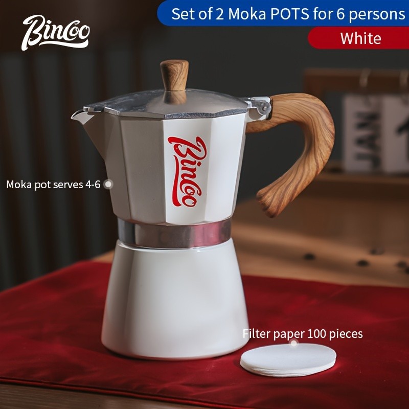 Bincoo Italian Espresso Moka Pot, Hand-Brewed Coffee Machine & Manual Coffee Grinder Authentic Italian Caf Taste at Home