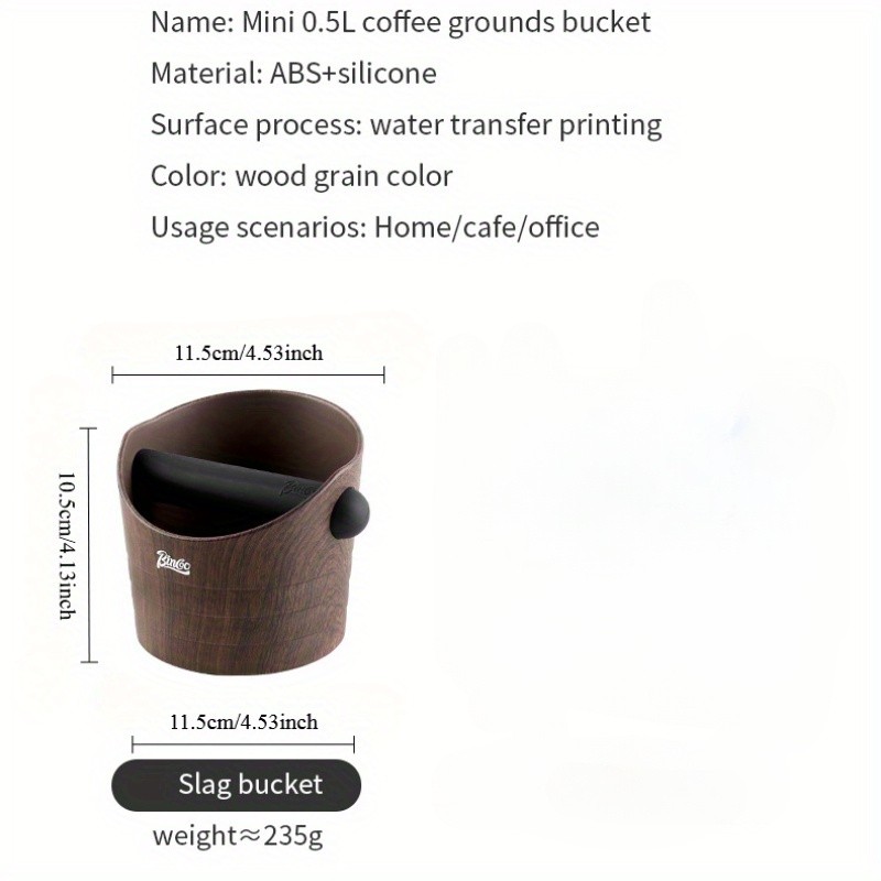 Bincoo Wood Grain Coffee Sludge Bucket  Italian-Style ABS Knock Powder Container for Clean, Easy Waste Storage