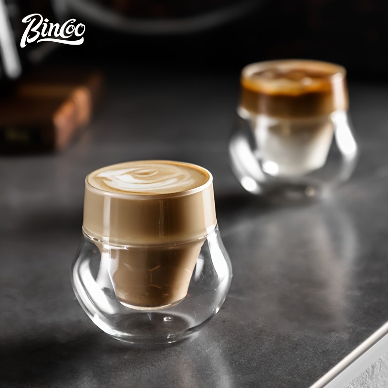 Bincoo Double Glass Coffee Cup 110ml Italian-Style Clear Espresso Mug